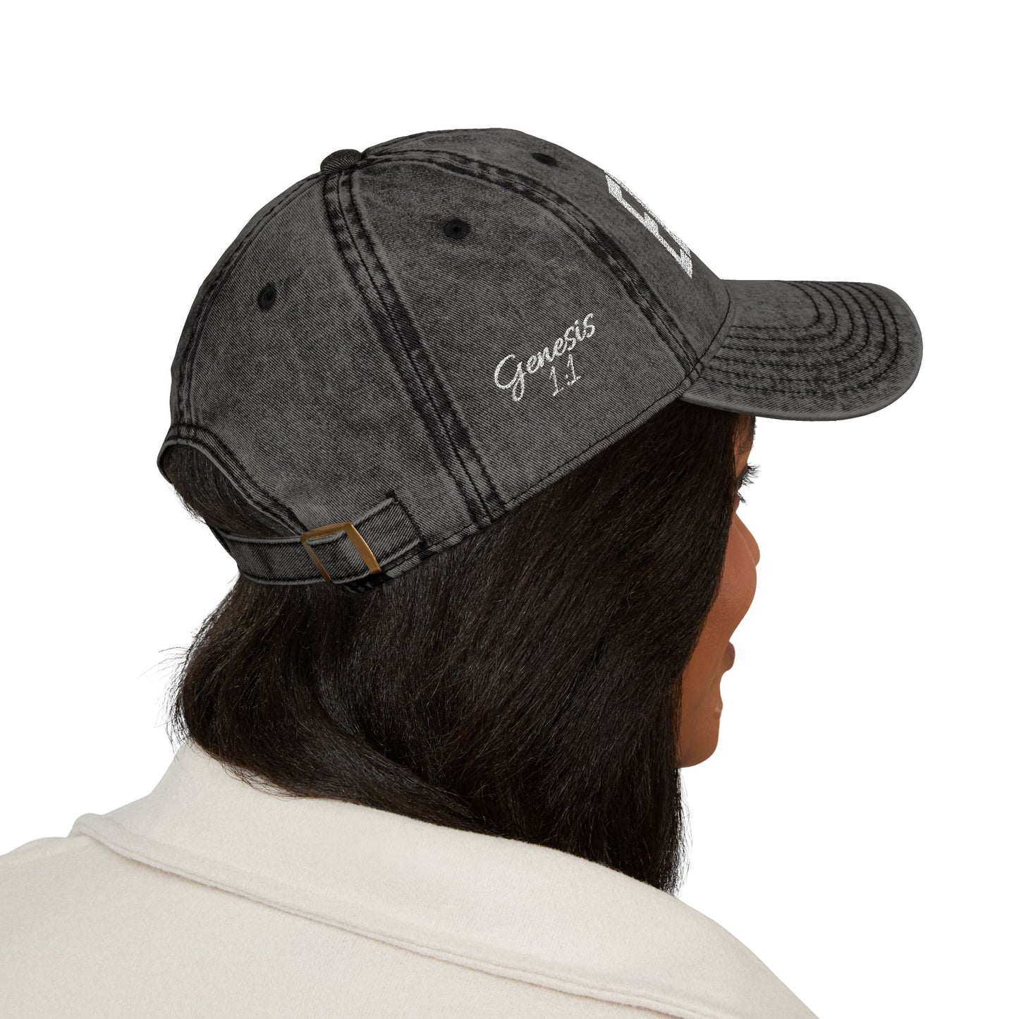 Vintage Embroidered Dad Cap with 'ELOHIM GENESIS 1:1' - Stylish Casual Hat, Gift for Him/Her, Summer Accessory, Trendy Streetwear, Spiritual Fashion