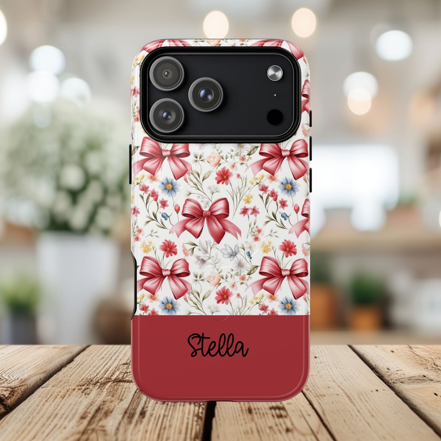 Personalized Rosette Coquette Floral Phone Case - Tough MagSafe® Magnetic Cases, Protective Cover, Stylish Tech Accessory, Gifts for Her