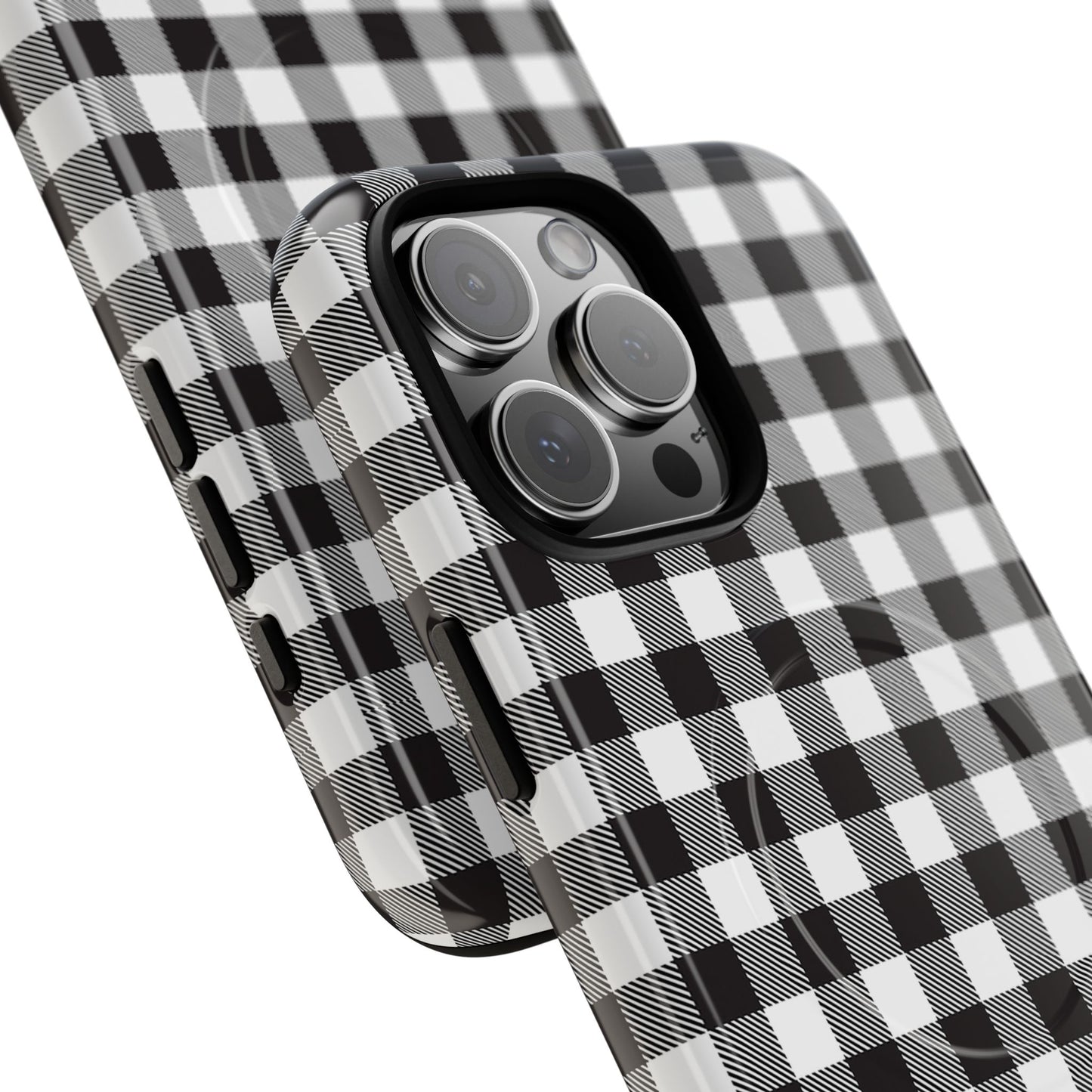 Black and White Gingham Phone Case, Tough Magnetic Cases, Stylish Phone Cover, Gift for Her, Trendy Phone Accessory, Checkered Print