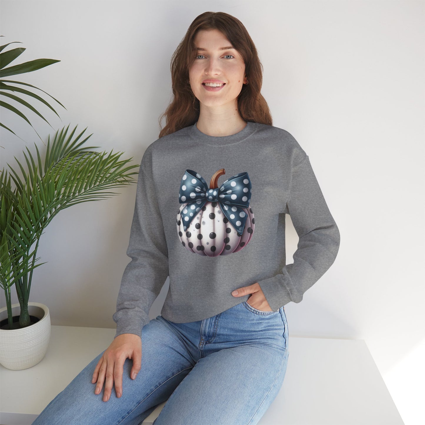 Polka Dot Pumpkin Charm Unisex Heavy Blend™ Crewneck Sweatshirt