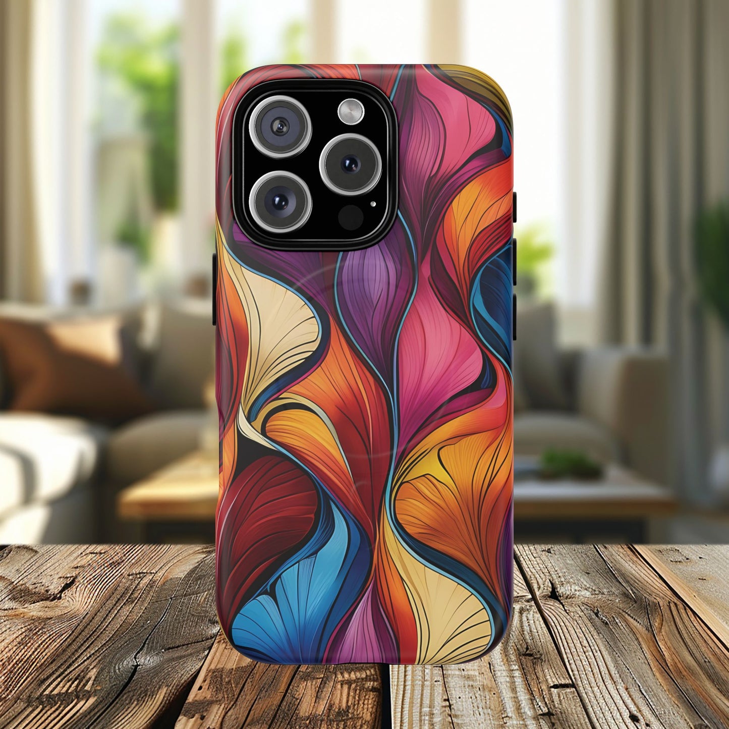 Vibrant Leaf Wave Tough Magnetic Phone Case, Vibrant Smartphone Cover, Unique Protective Case for Gifts, Phone Accessories, Trendy Design