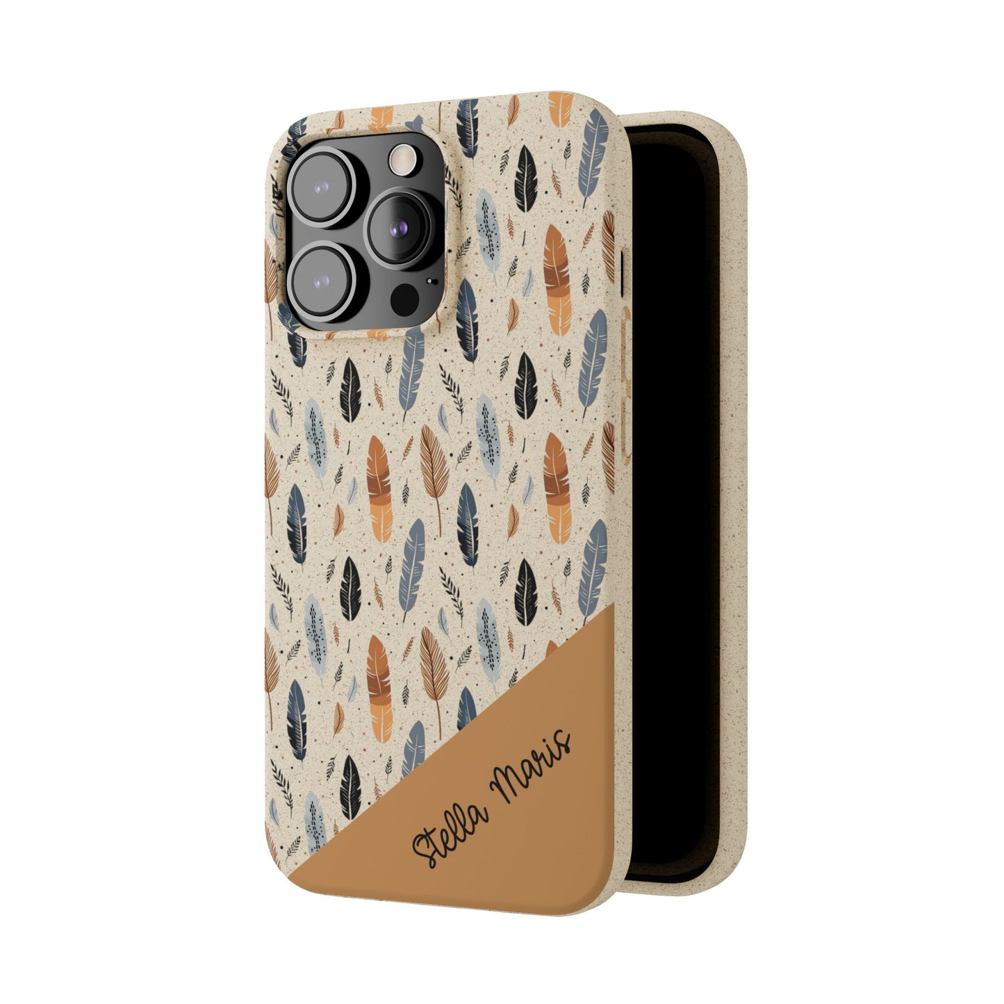 Personalized Whispering Feathers Samsung and iPhone Biodegradable Case, Custom Name Case.
