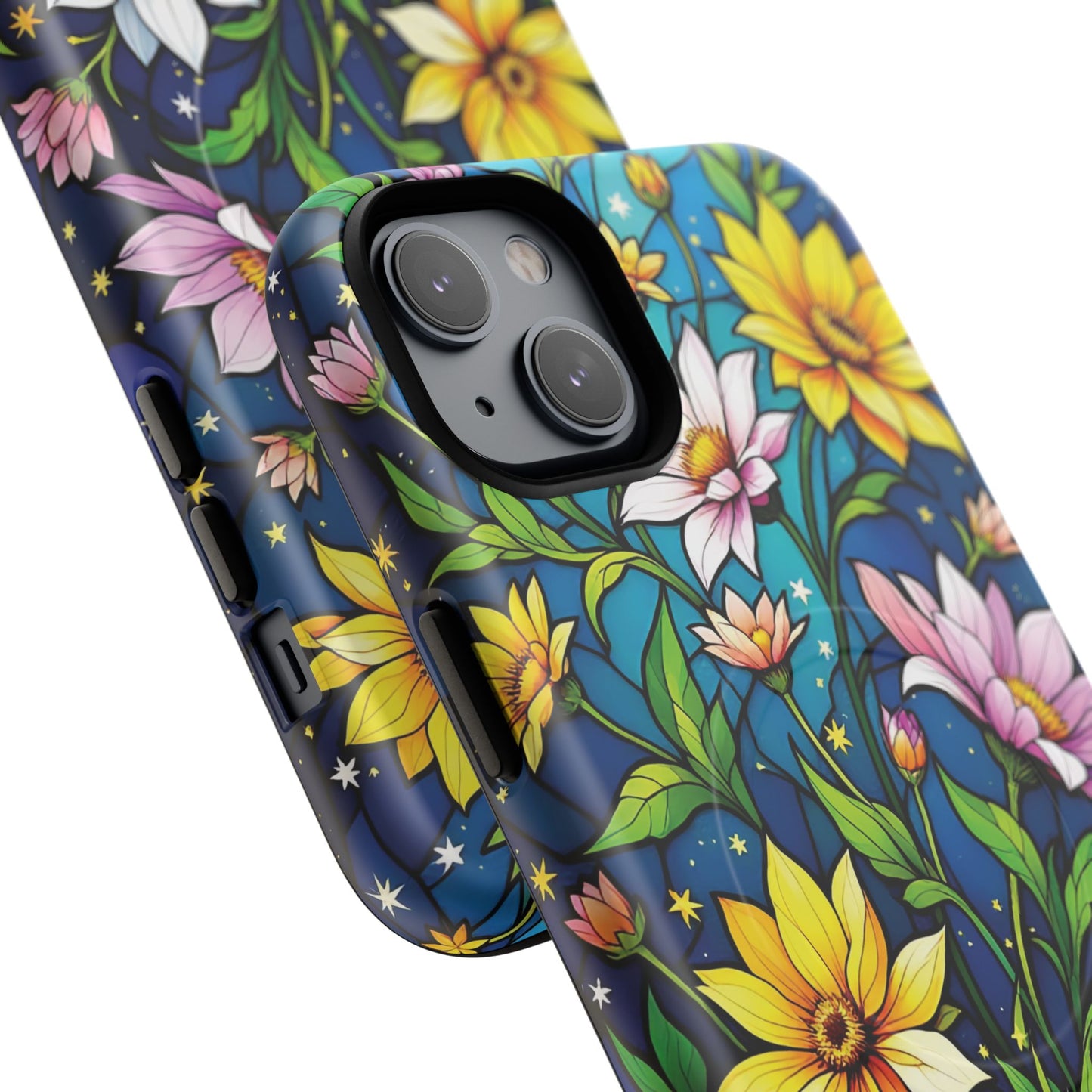 Flower Garden Stained Glass Phone Case, Tough Magnetic Cases, Floral Phone Cover, Durable Phone Accessories, Spring Gift, Birthday Present