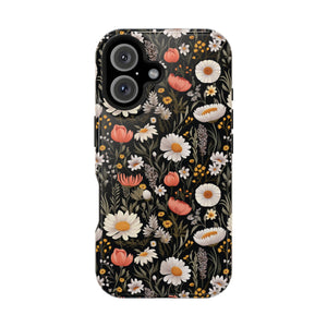 Blossom Elegance: Noir Garden Magnetic Tough iPhone Cases