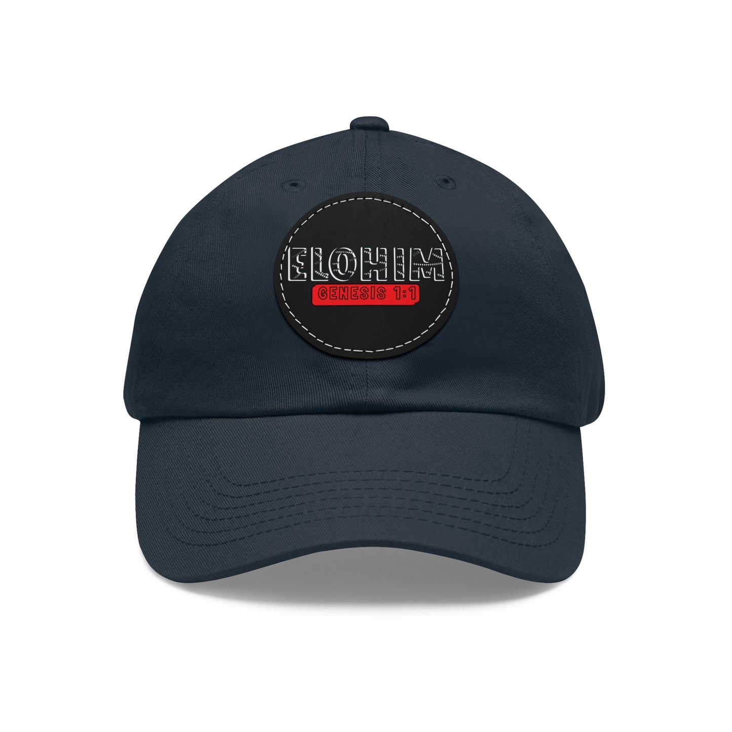 'ELOHIM, GENESIS 1:1- Stylish Dad Hat with Leather Patch | a Unisex Gift, Casual Wear, Summer Accessory, Unique Outdoor Cap, Adjustable Sun Hat, Christian Gift
