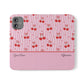 Personalized Cherry Blossom Dreams Flip iPhone and Samsung Cases — Wallet Folio with Name & Affirmation.