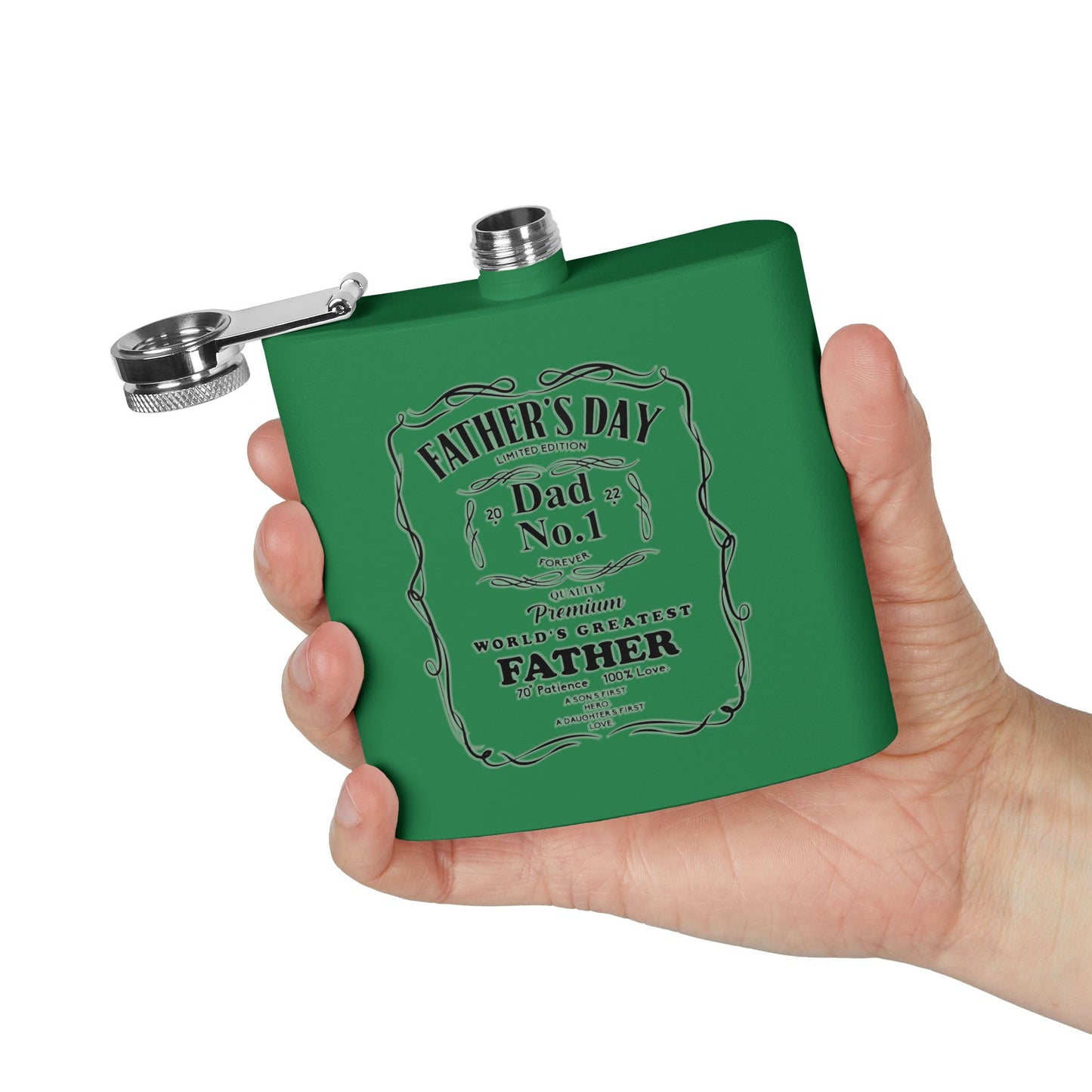 Father's Day Stainless Steel Flask - World's Greatest Dad Gift, Personalized Hip Flask, Groomsmen Gift, Engraved Drinkware