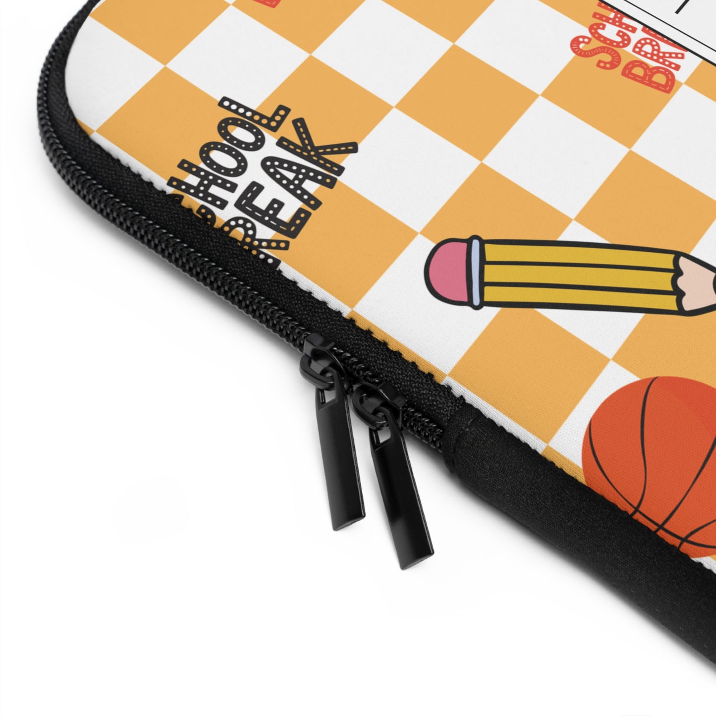 Personalized Orange Schoolyard Chic Laptop Sleeve with Composition Book Inspired Design, Customizable Tech Case, School Supplies, Gift for Students, College Essentials, Back to School