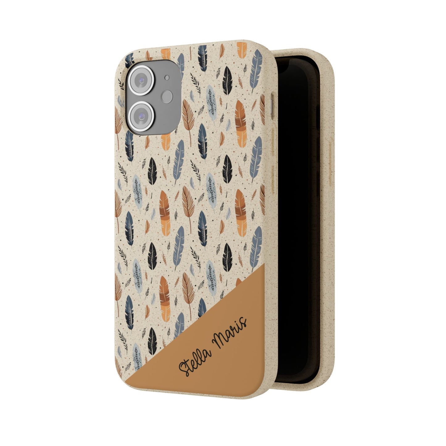 Personalized Whispering Feathers Samsung and iPhone Biodegradable Case, Custom Name Case.