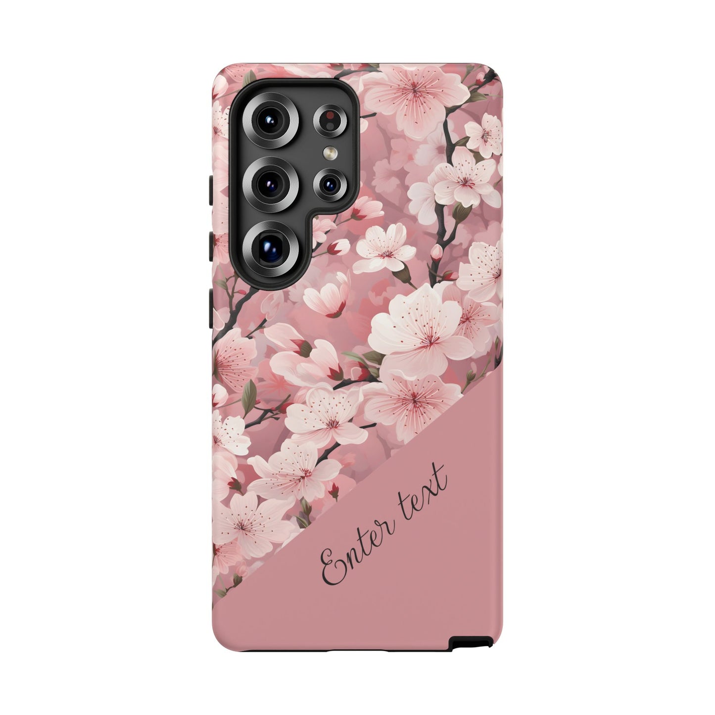 Personalized Cherry Blossom Tough Phone Case — Pink Floral Protective Case for Samsung & Google