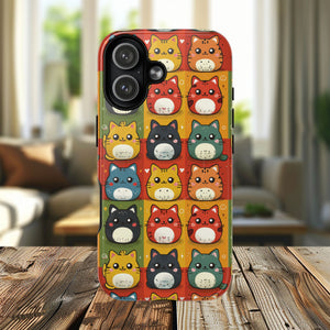 Cute Kawaii Cat iPhone Case, Tough Magnetic iPhone Case, Animal Lover Gift, Kawaii iPhone Cover, Fun Cat Design
