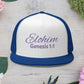 Purple 'ELOHIM, GENESIS 1:1'  Embroidered 5 Panel Trucker Cap | Casual Style Hat, Adjustable, Unisex, Perfect Gift for Outdoors, Festivals, Daily Wear