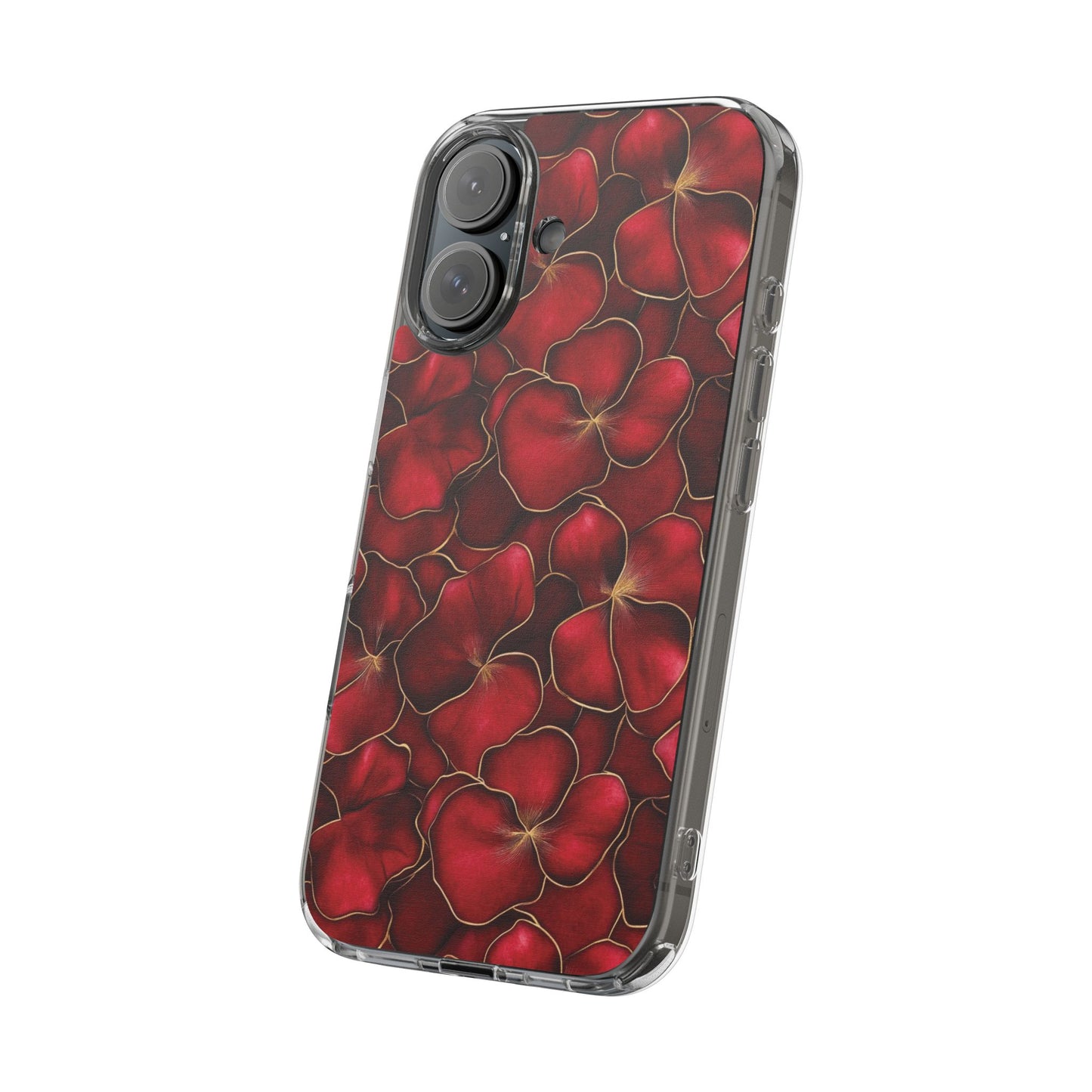 Velvet Petal Noir Floral Petal Clear Impact-Resistant iPhone and Samsung Case.