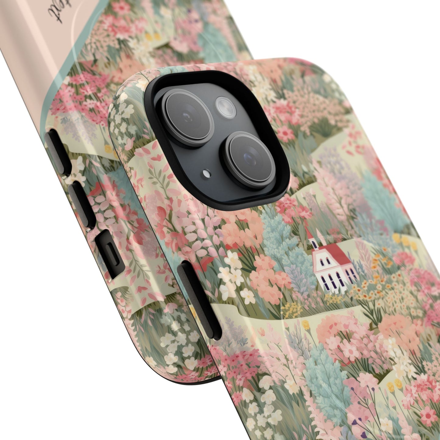 Blush Bloom Village Tough Magnetic MagSafe®Case, Durable Protection, Unique Gift for Nature Lovers,  iPhone® 13, 14, 15, 16, 17, Pro, Pro Max, Plus Cases.
