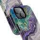 Stylish Purple Acrylic Tough Magnetic iPhone Cases, Unique Protective Cases for iPhone, Colorful Marble Design, Great Gift for iPhone Lovers