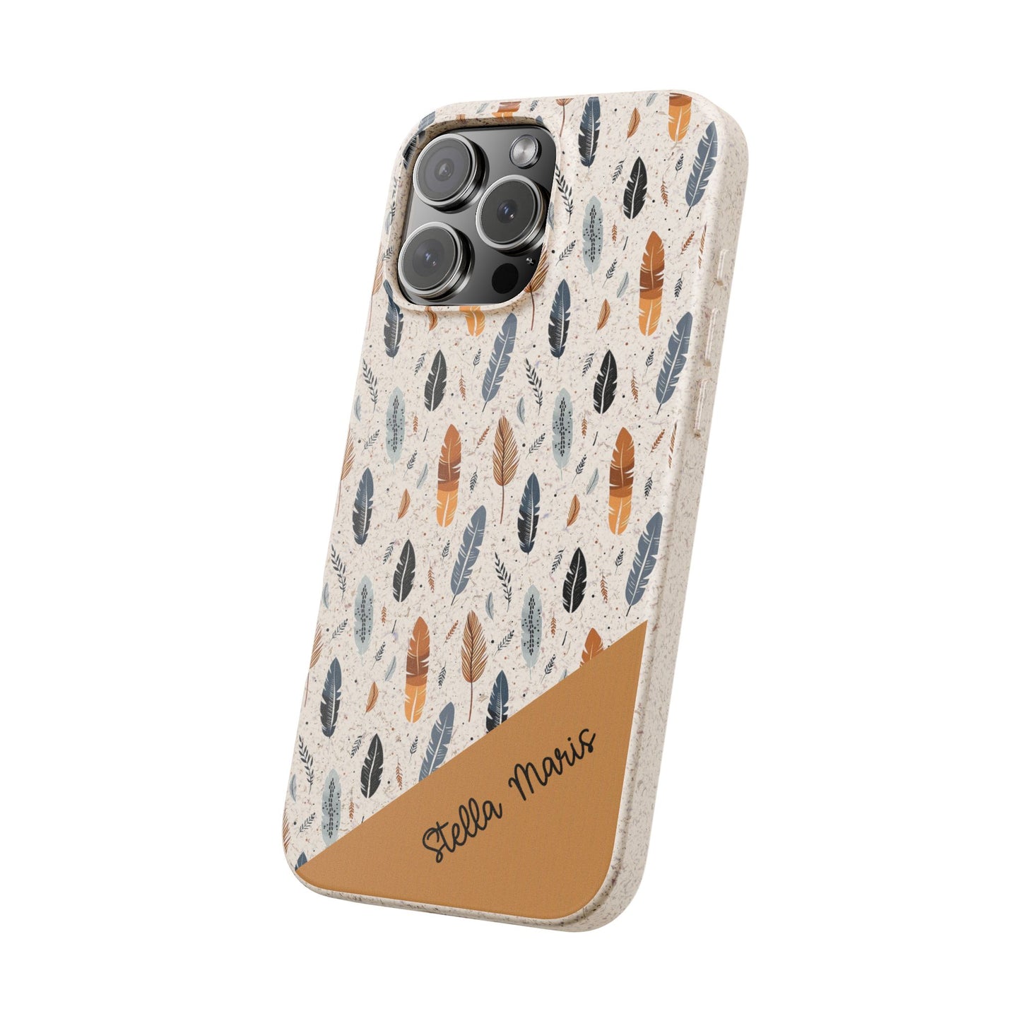 Personalized Whispering Feathers Samsung and iPhone Biodegradable Case, Custom Name Case.