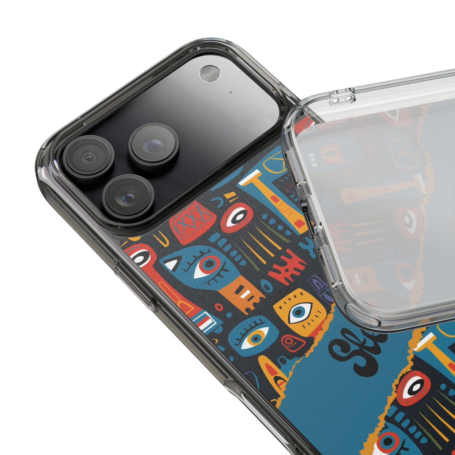 Phone Case — Colorful Abstract Faces Clear Impact-Resistant Case