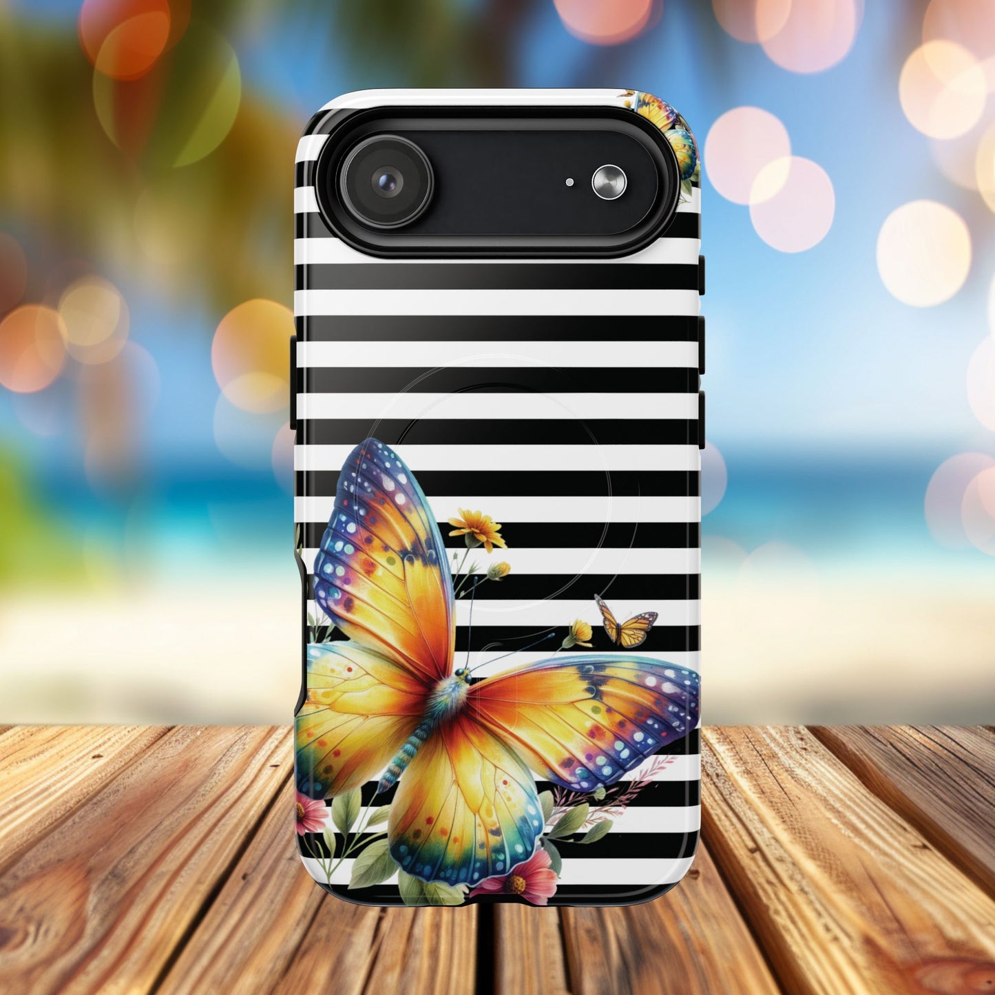 Botanic Flight Tough iPhone Magnetic Cases, Floral iPhone Cover, Stylish Tech Accessory, Gift for Nature Lovers, Butterfly Design, Unique Phone Protector