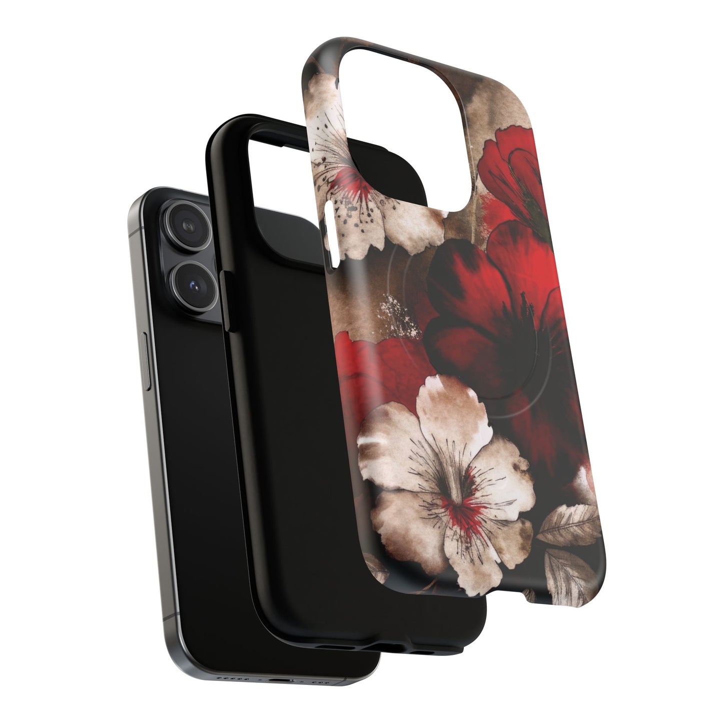 Crimson Noir Tough iPhone Magnetic Cases, Tough iPhone Protector, Stylish Floral Design, Gift for Her, Floral Accessories