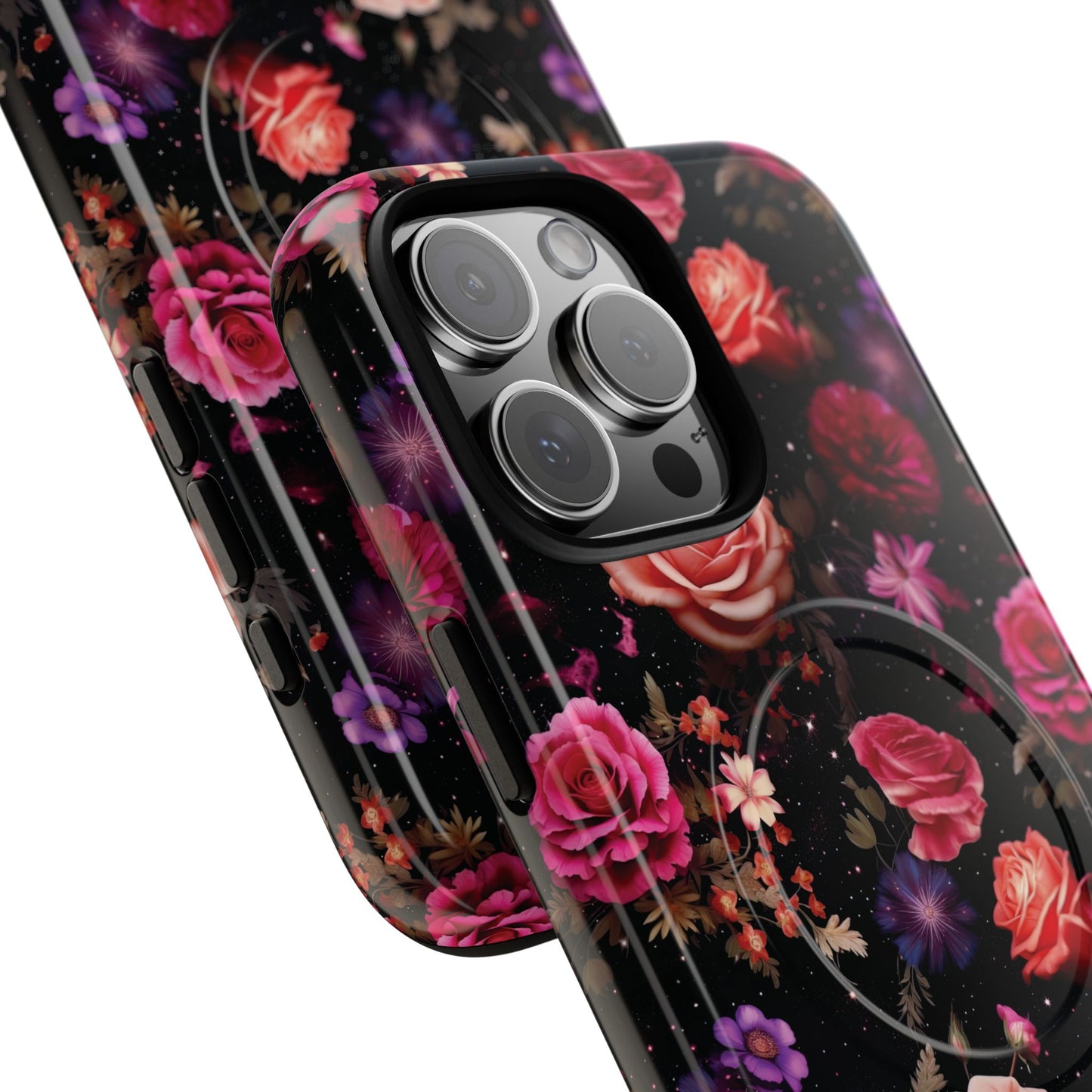 Starry Rose Garden Tough Magnetic Phone Case, Stylish Phone Cover, Gift for Her, Elegant Floral Design, Durable Phone Accessories