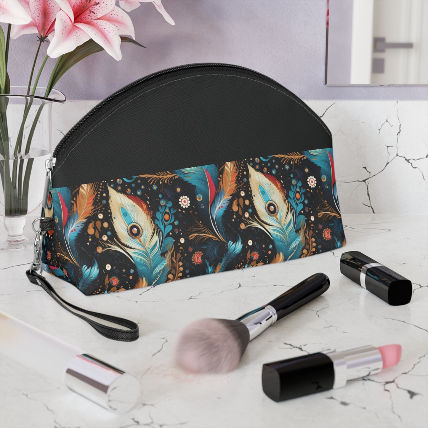 Ethereal Feathers Makeup Bag