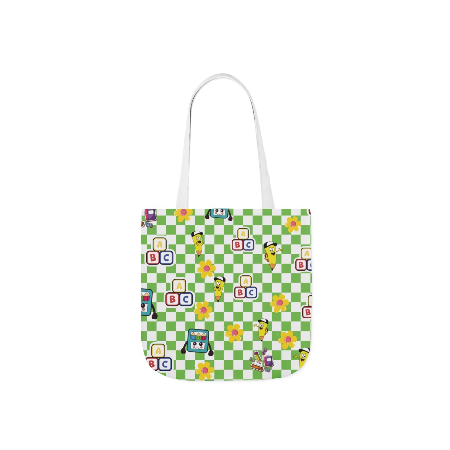 Personalized Green Schoolyard Chic Composition Book Inspired Canvas Tote Bag with Colorful Straps, Cute School Bag, Eco-Friendly Tote, Back to School Shopping Bag, Teacher Gift Idea
