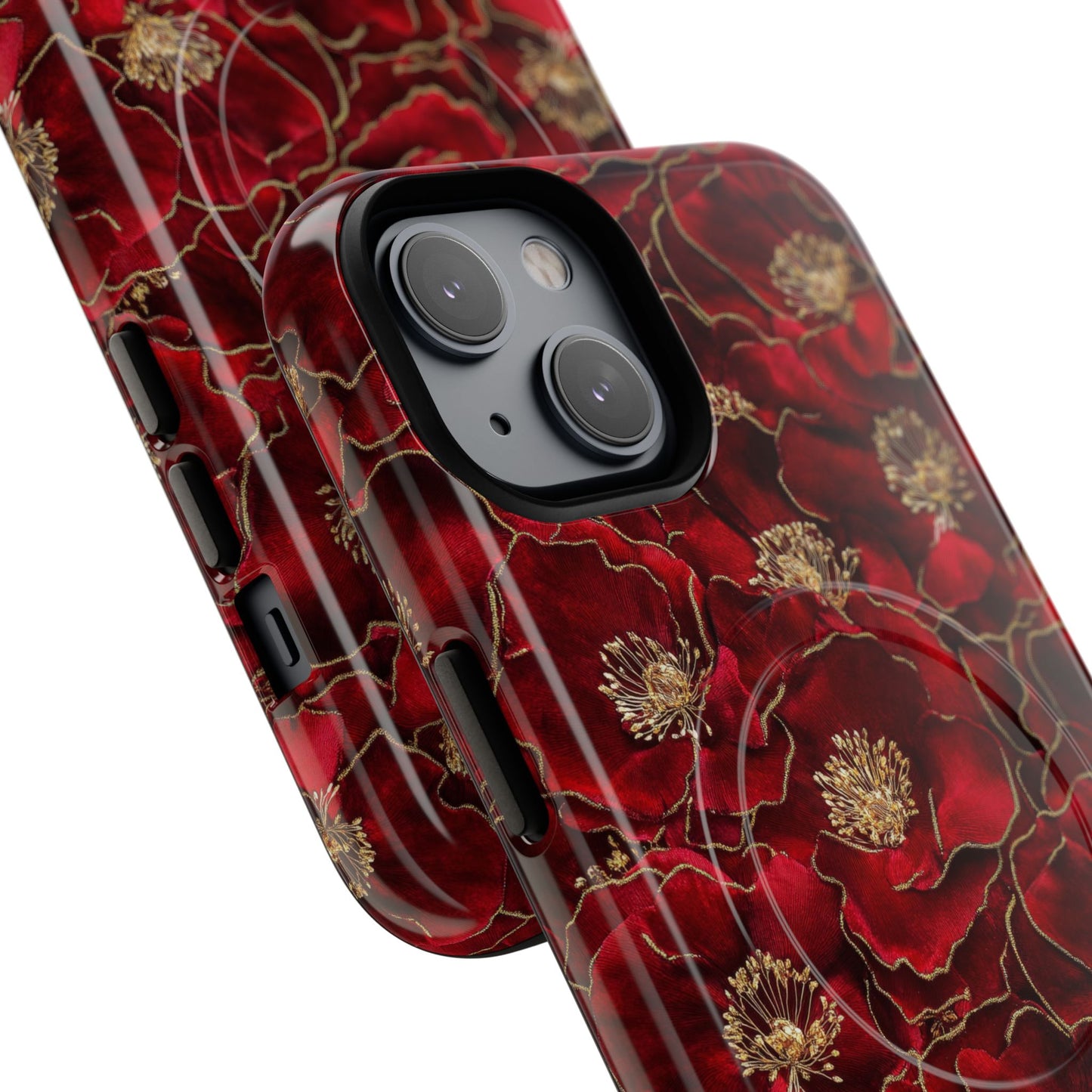 Midnight Poppy Luxe Tough iPhone Magnetic Case, Unique Flower iPhone Cover, Durable Floral Design, Gift for Her, Gift for Mother's.