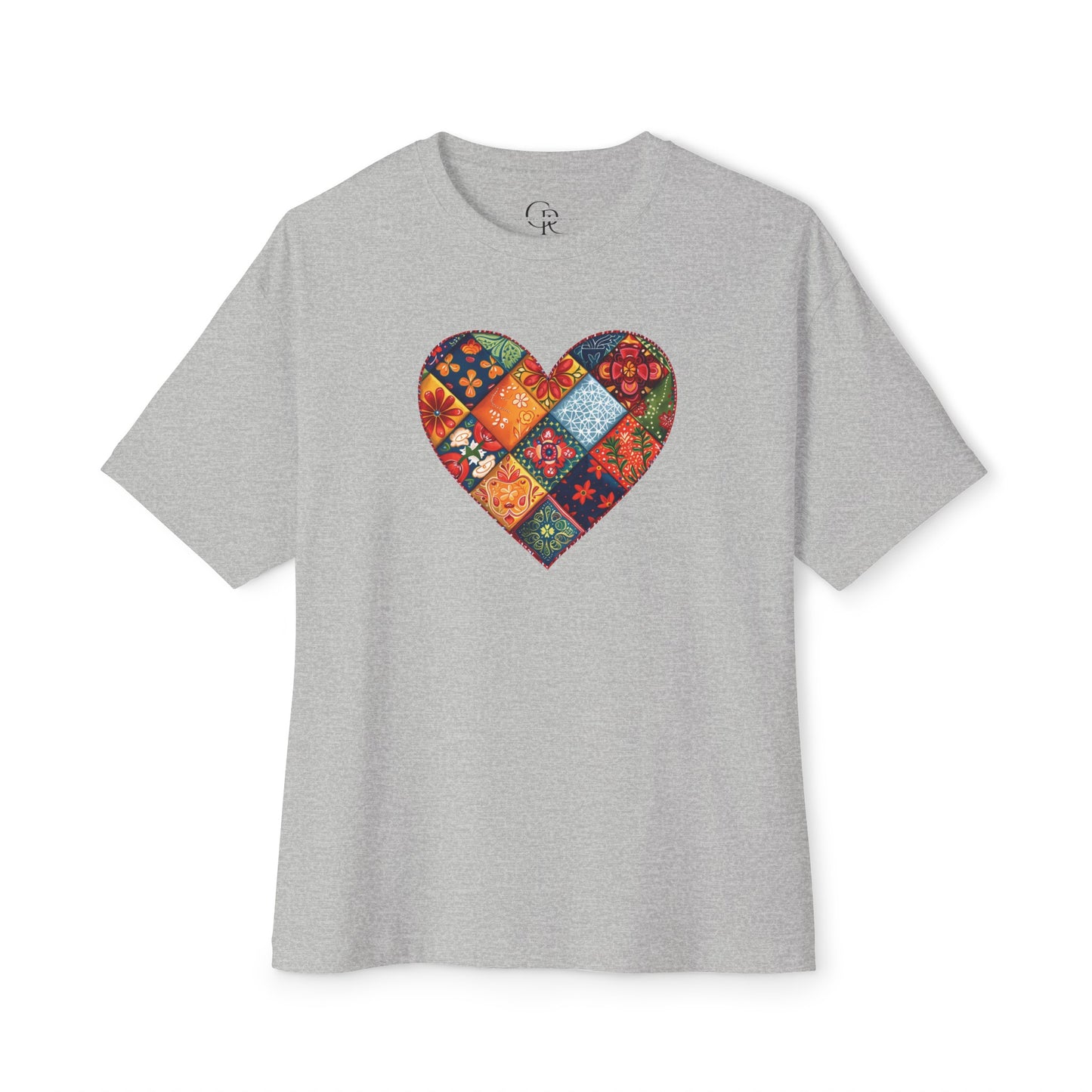 Patchwork Hearts Unisex Oversized Bella Canvas Boxy Tee