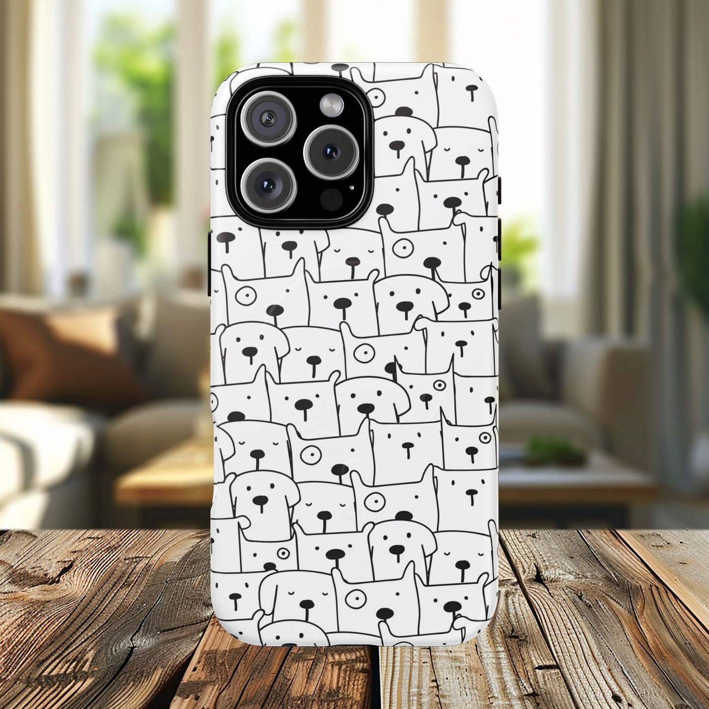 Cute Woof Line-Up iPhone Case, Tough Magnetic Case for Pet Lovers, Stylish Phone Accessory, Gift for Dog Owners, Protective Pet Case