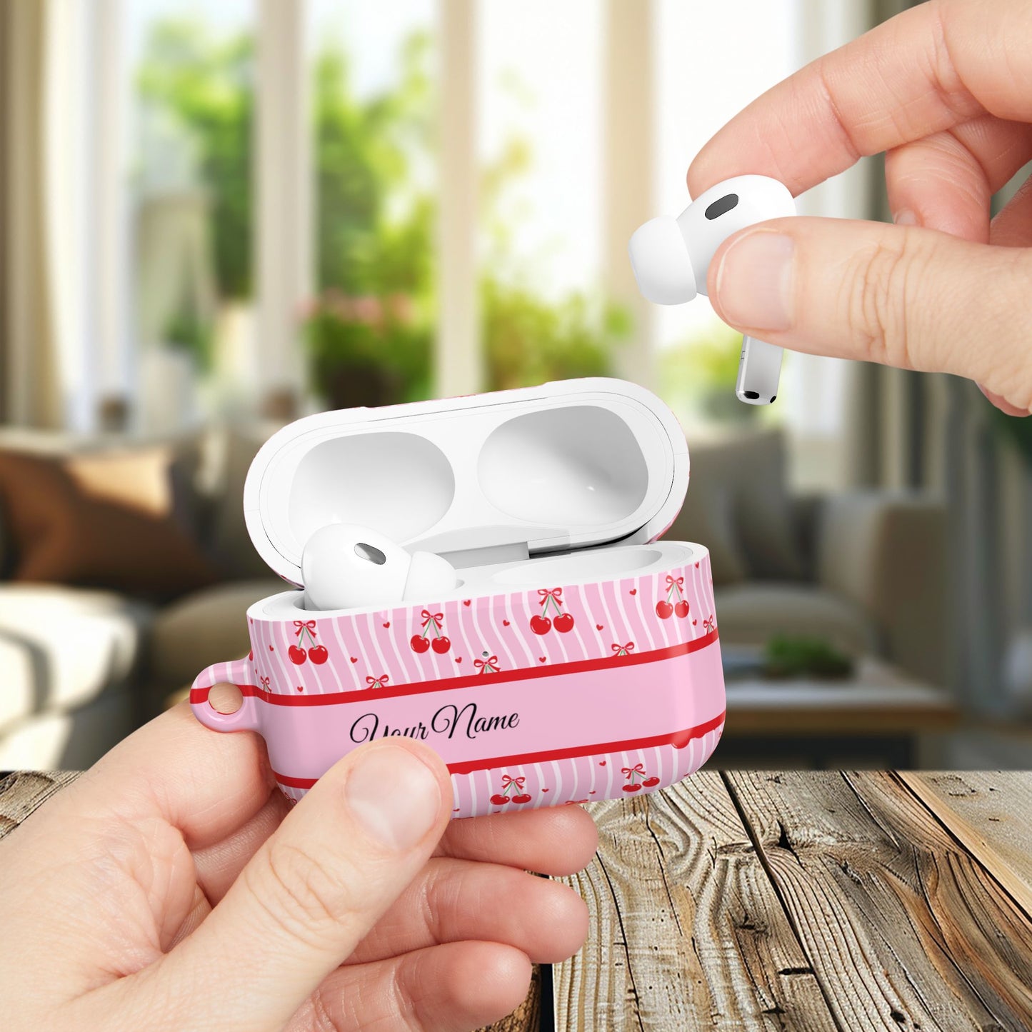 Personalized Cherry Blossom Dreams AirPod Case — Pink Custom Name Charging Cover ,Airpods Pro Gen 1 and 2, Gen 1 to 4.
