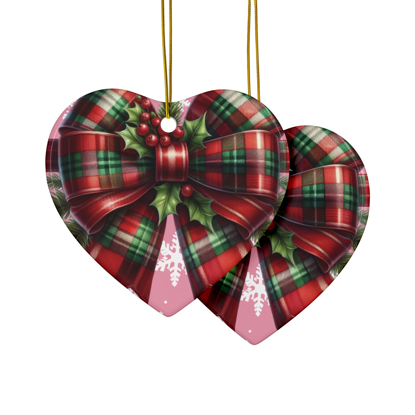 Corquette Bow Ceramic Ornaments, 2-Side Print, (1pc, 3pcs, 5pcs, 10pcs)