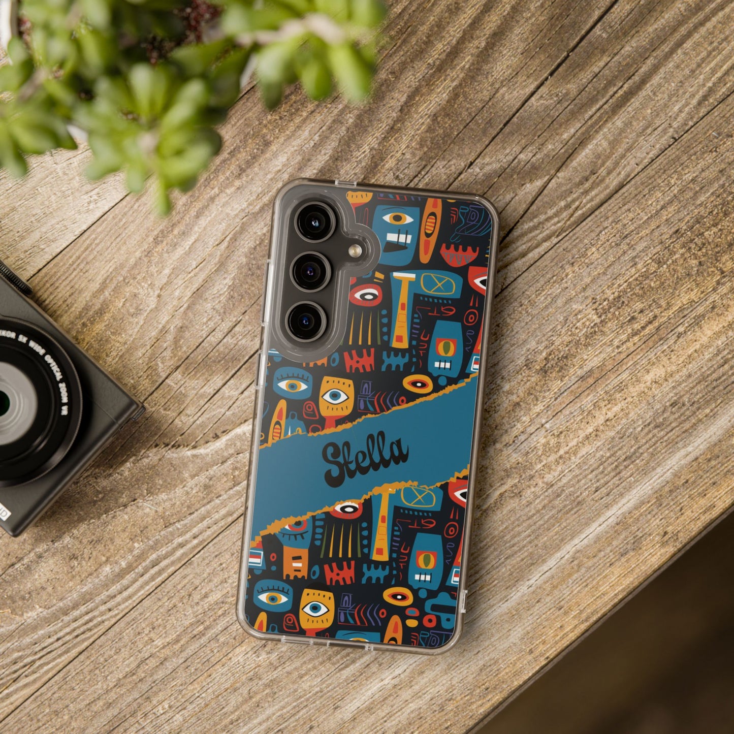 Phone Case — Colorful Abstract Faces Clear Impact-Resistant Case