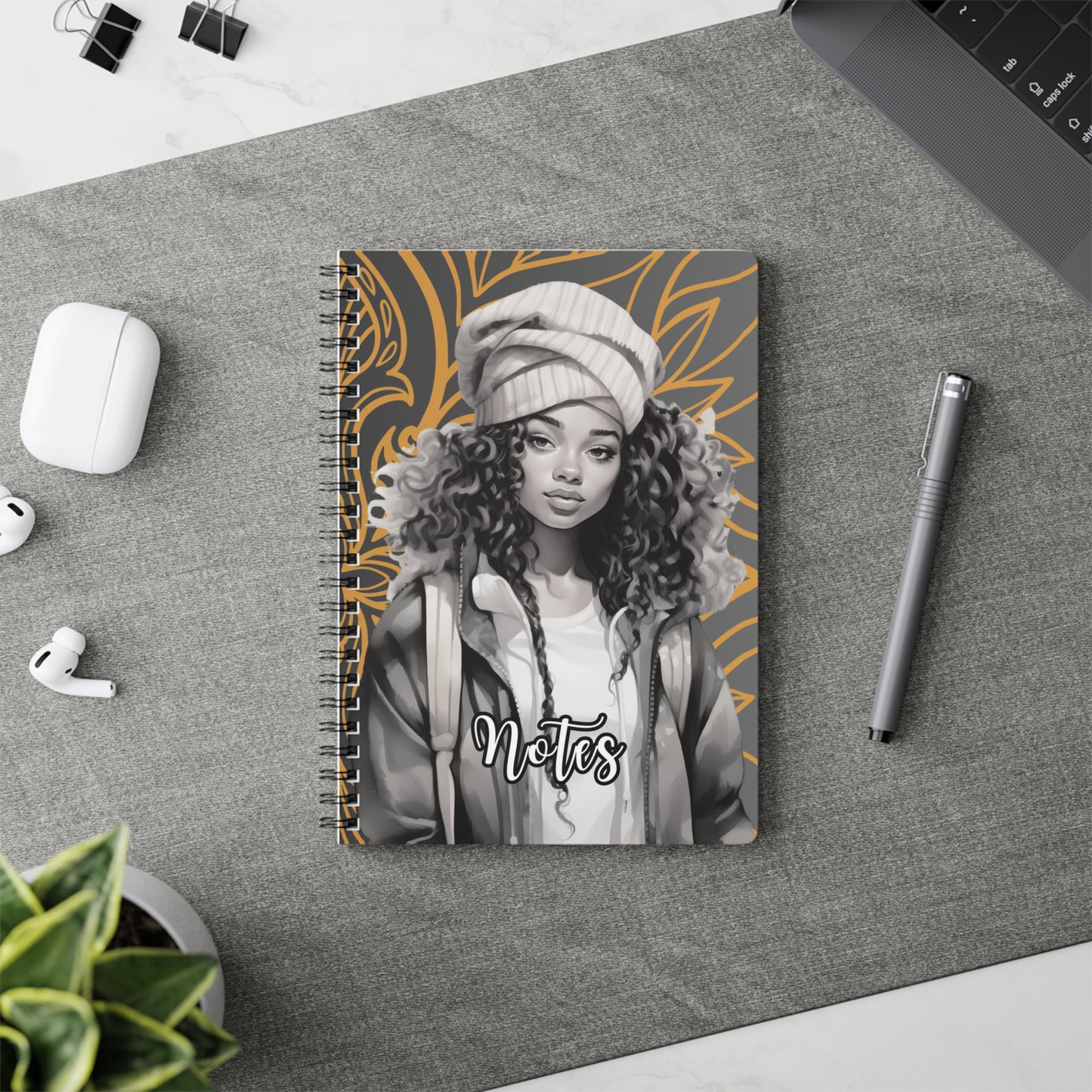 Chic Spiral Notebook, Fashion Journal, Girl Power Notebook, A5 Sketchbook, Inspirational Writing Pad, Unique Gift Idea