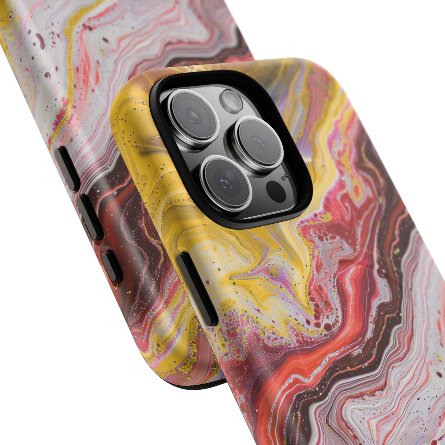 Colorful Red Marble iPhone Case, Tough Magnetic Cases, Stylish iPhone Protection, Unique Gift for iPhone Lovers, iPhone Accessories