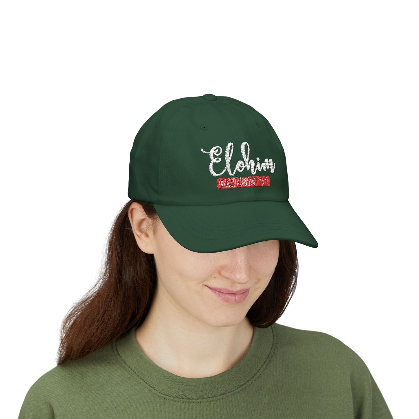 Classic Embroidery Dad Cap with 'ELOHIM, GENESIS 1:1' - Faith-Based Hat, Casual Wear, Gift for Dad, Christian Accessory, Summer Fashion