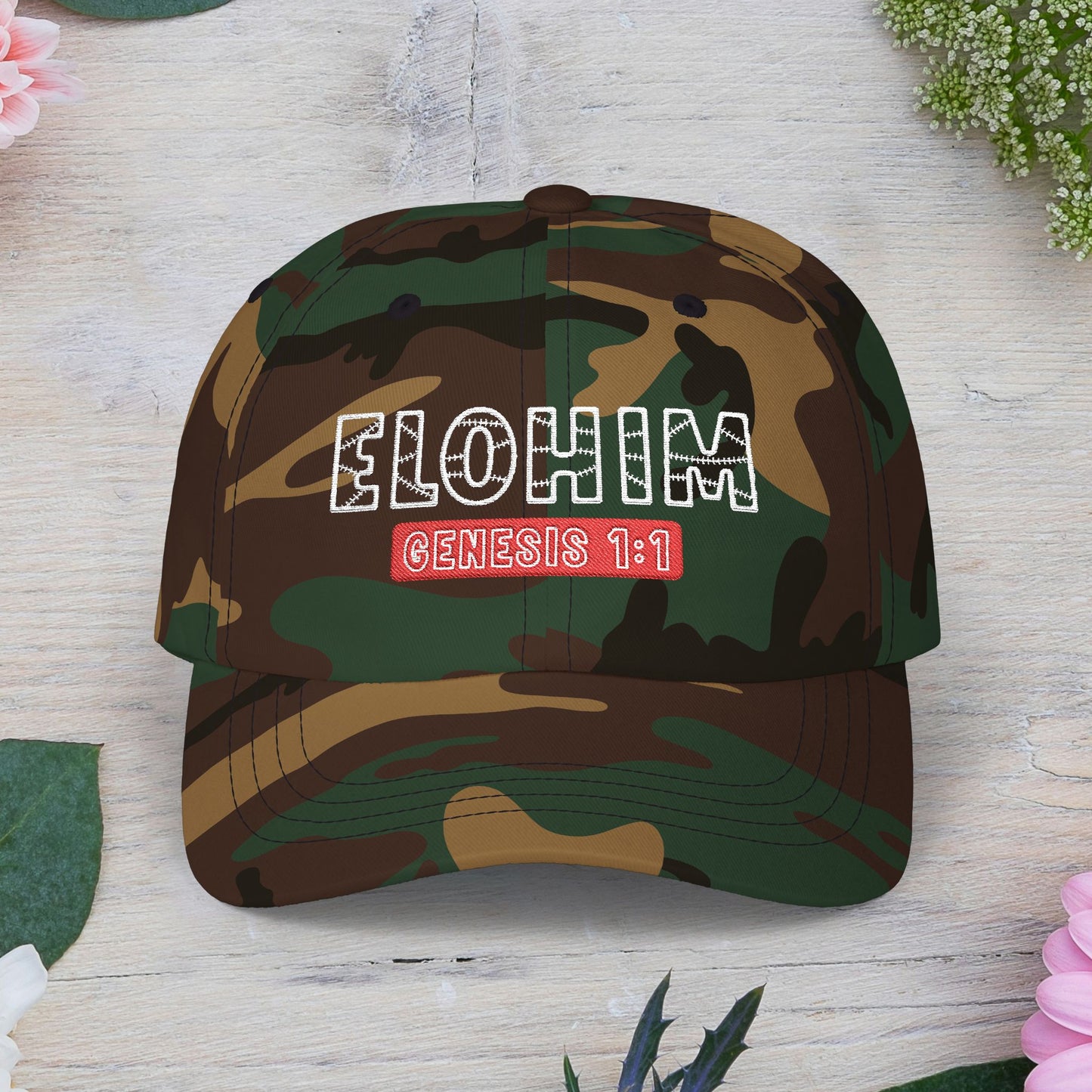 Classic Embroidery Dad Cap with 'ELOHIM, GENESIS 1:1' - Faith-Based Hat, Casual Wear, Gift for Dad, Christian Accessory, Summer Fashion
