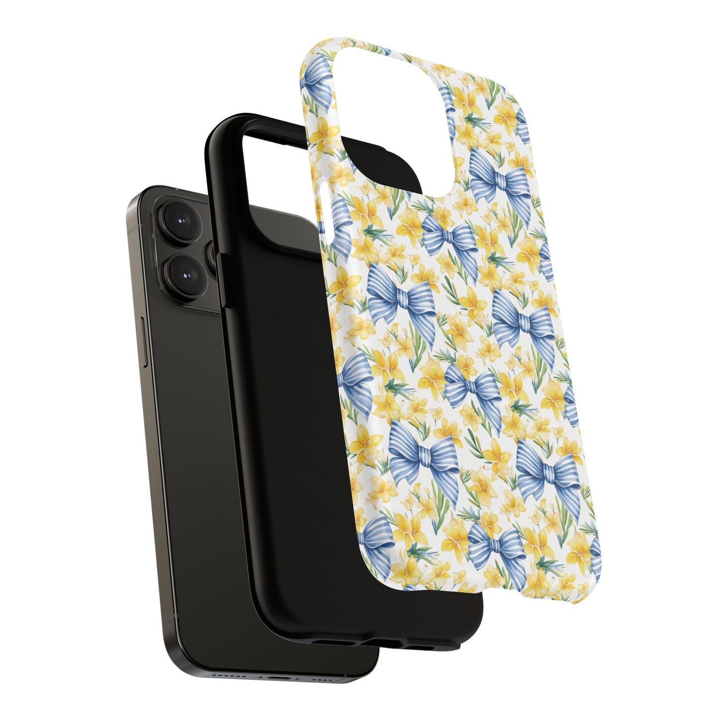 Sunshine Blue Coquette Bows Tough iPhone Magnetic Case for iPhones, Cute iPhone Cover, Spring Gift, Durable Case, Custom iPhone Protection