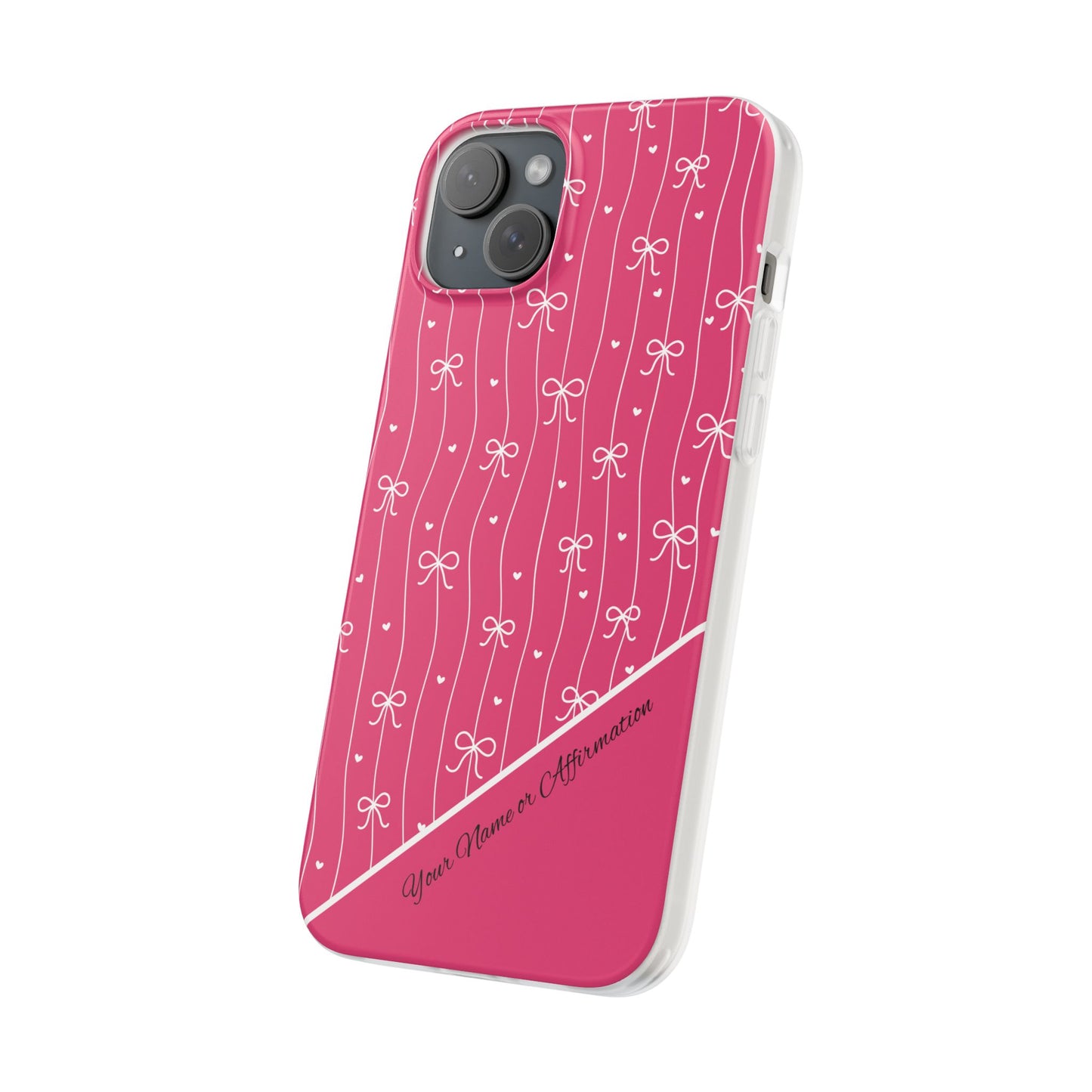 Personalized Pink Bow Coquette Slim Flexi iPhone and Samsung Cases — Custom Name or Affirmation