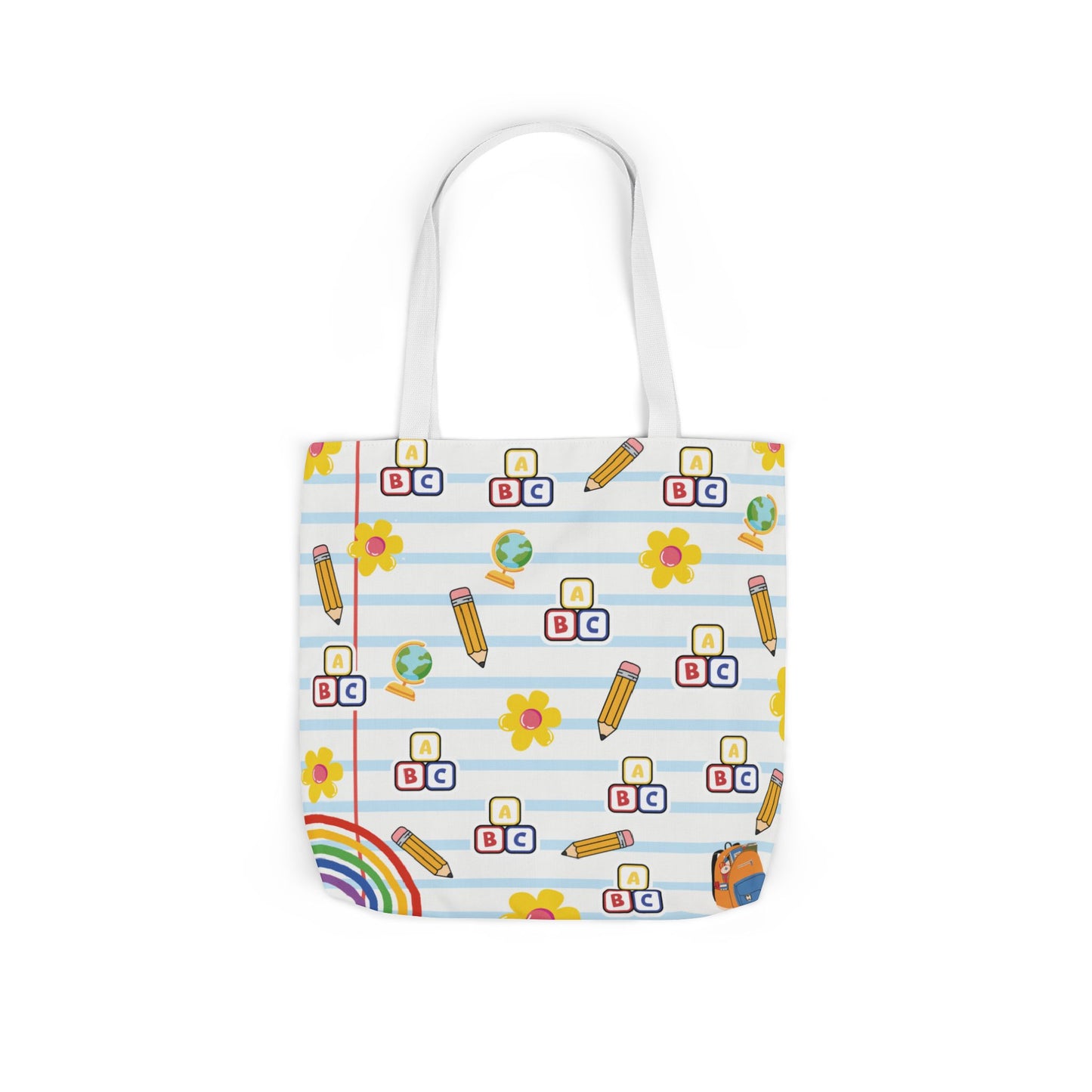 Personalized White Schoolyard Chic Composition Book Inspired Canvas Tote Bag with Colorful Straps, Cute School Bag, Eco-Friendly Tote, Back to School Shopping Bag, Teacher Gift Idea