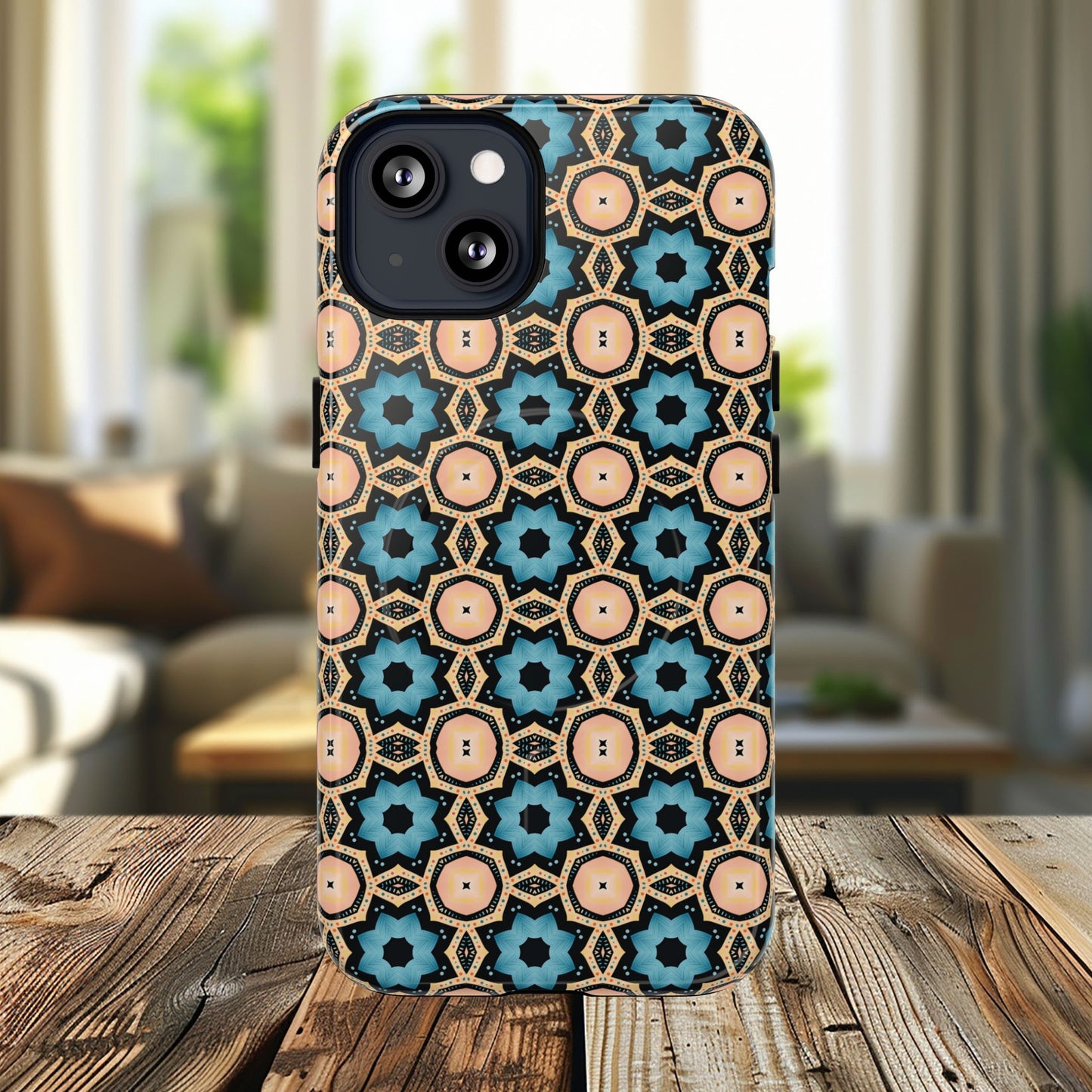 Sahara Star Mosaic Colorful Geometric iPhone Cases, Tough Magnetic iPhone Cases, Vibrant Design iPhone Cover, Durable iPhone Protection, Stylish Tech Accessories.