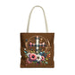 Faith and Floral Cross Heart Tote Bag