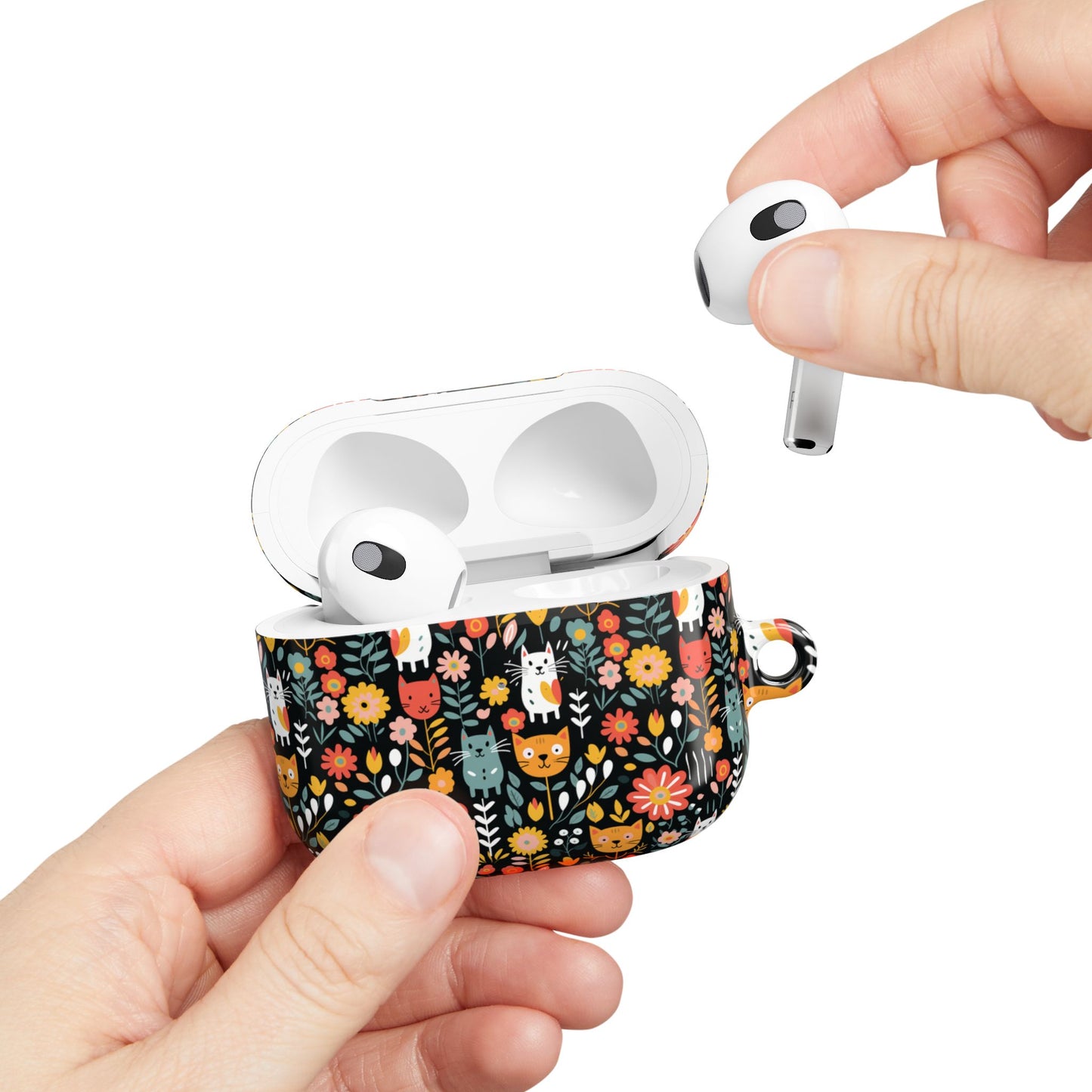 Whimsical Feline Garden AirPod Cases (AOP) - Fun & Colorful Accessories for Pet Lovers.