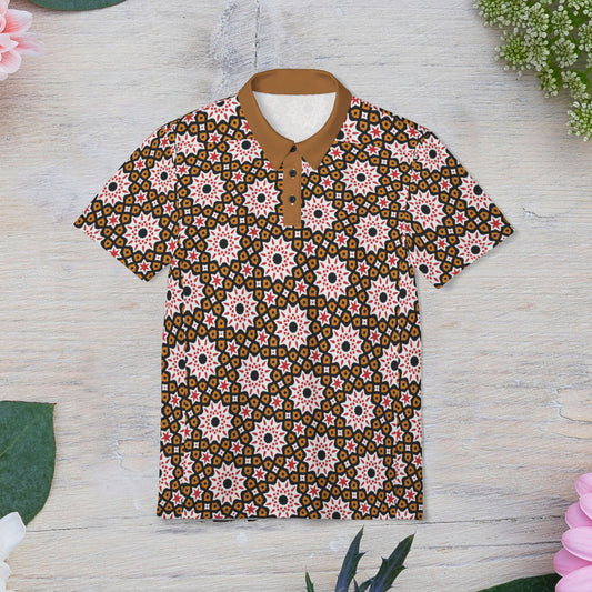 Midnight Ember Bloom Unisex Polo Shirt, Vibrant Summer Apparel, Casual Fashion, Men's & Women's Gift, Tropical Vacation Wear, Garden Party Outfit