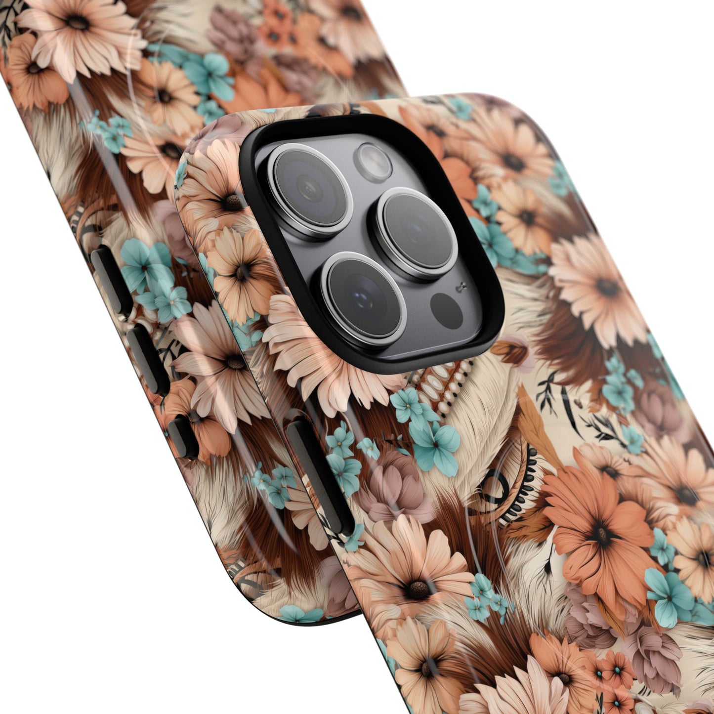 Spirit in Bloom Tough iPhone Magnetic Cases, Cute iPhone Accessories, Flower Design, Gifts for iPhone 14, 15, 16, 17, Pro Max, Boho Style, Western Style