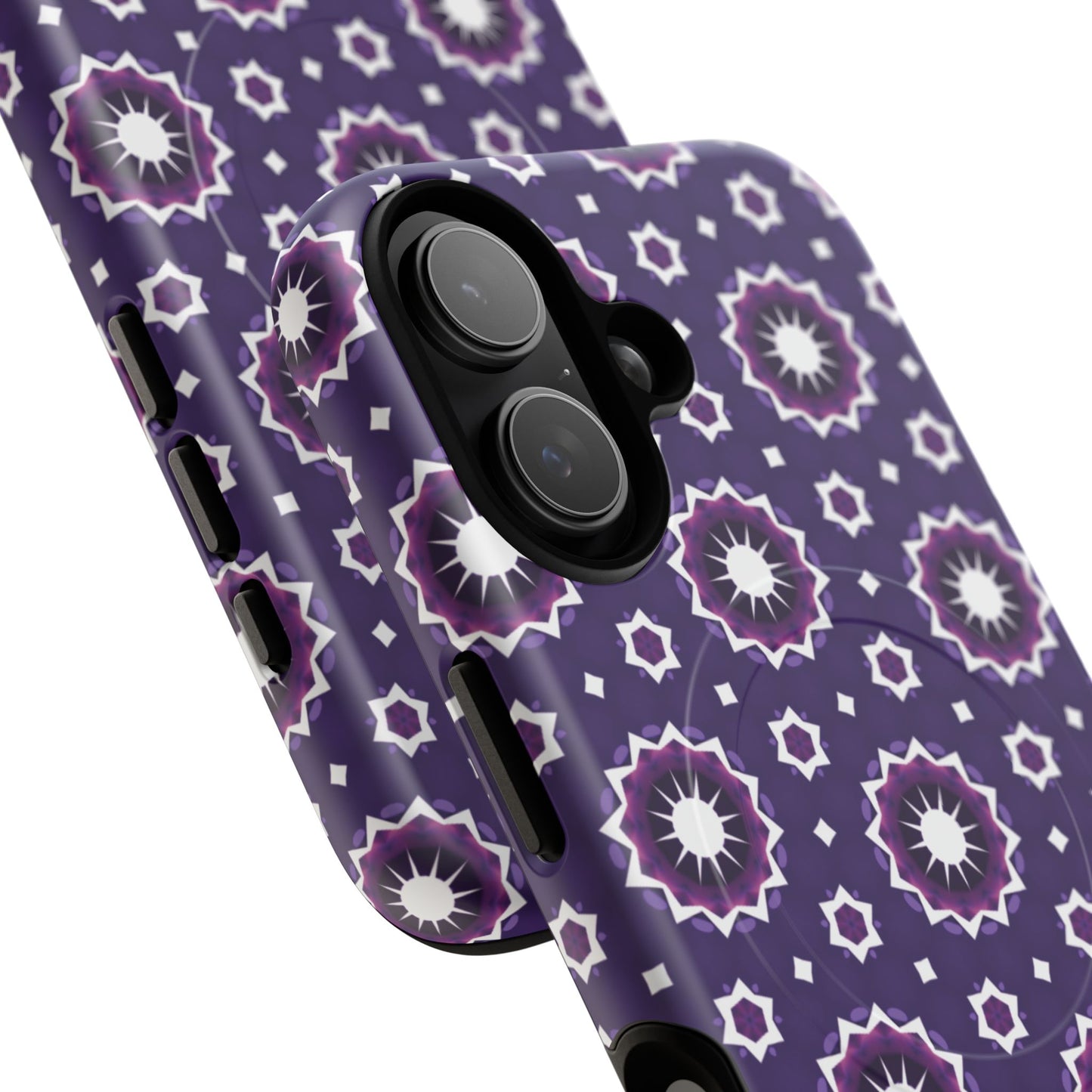 Violet Nova Bloom Stylish Tough Magnetic iPhone Case, Purple Floral iPhone Cover, Durable Cell iPhone Protector, Gift for Her, Mother's Gift