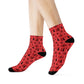 Winter Wonderland Red Crew Socks - Soft & Elastic Polyester/Spandex Blend - One Size Fits All