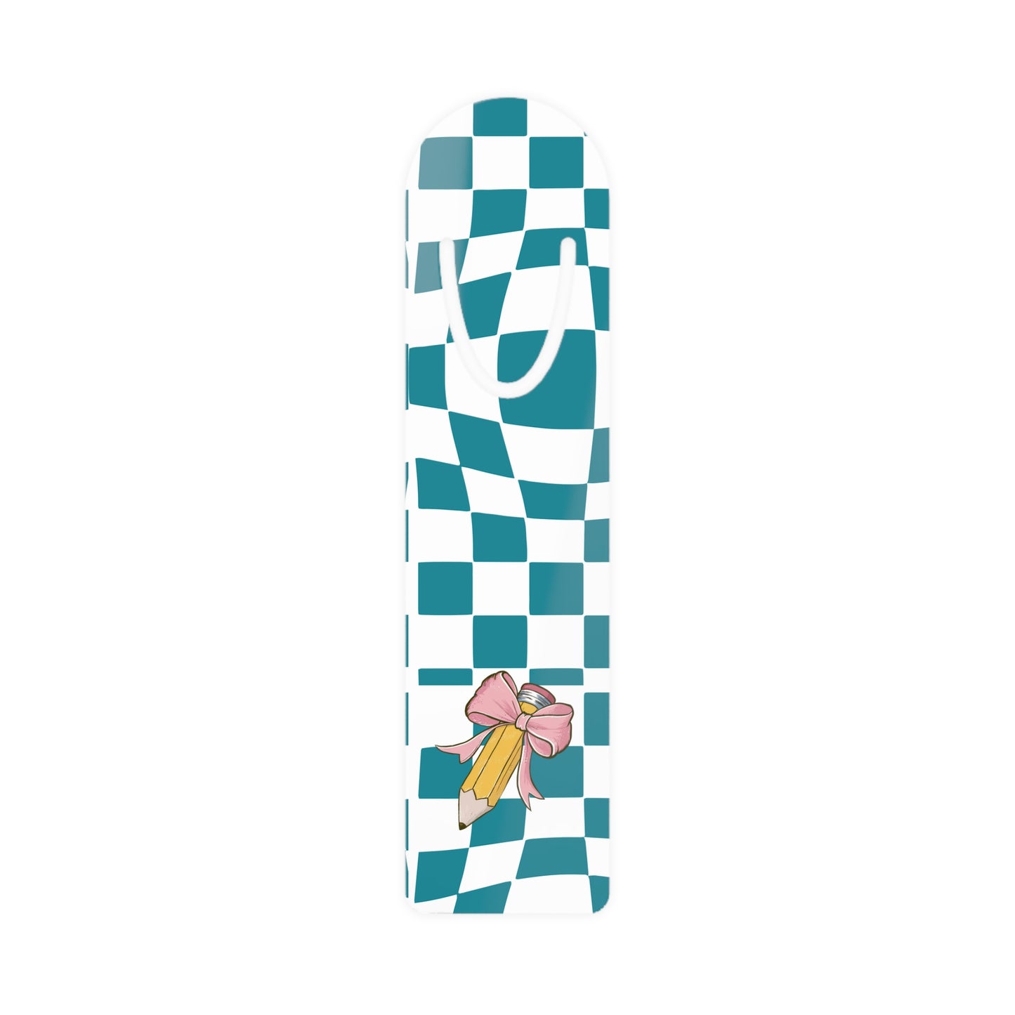 Teal Checkered Charm Bookmark