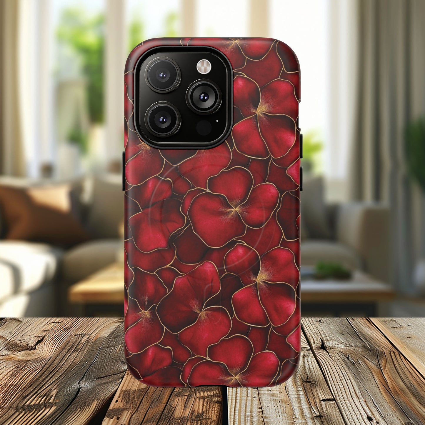 Velvet Petal Noir Tough iPhone Magnetic Case, iPhone Cover, Stylish Accessories, Gift for Her, Gift for Mother's, Floral Design, Protective iPhone Case