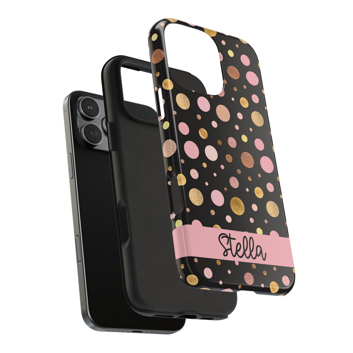 Personalized Gold & Pink Confetti Tough Phone Case — Glitter Dot Protective Phone Cover