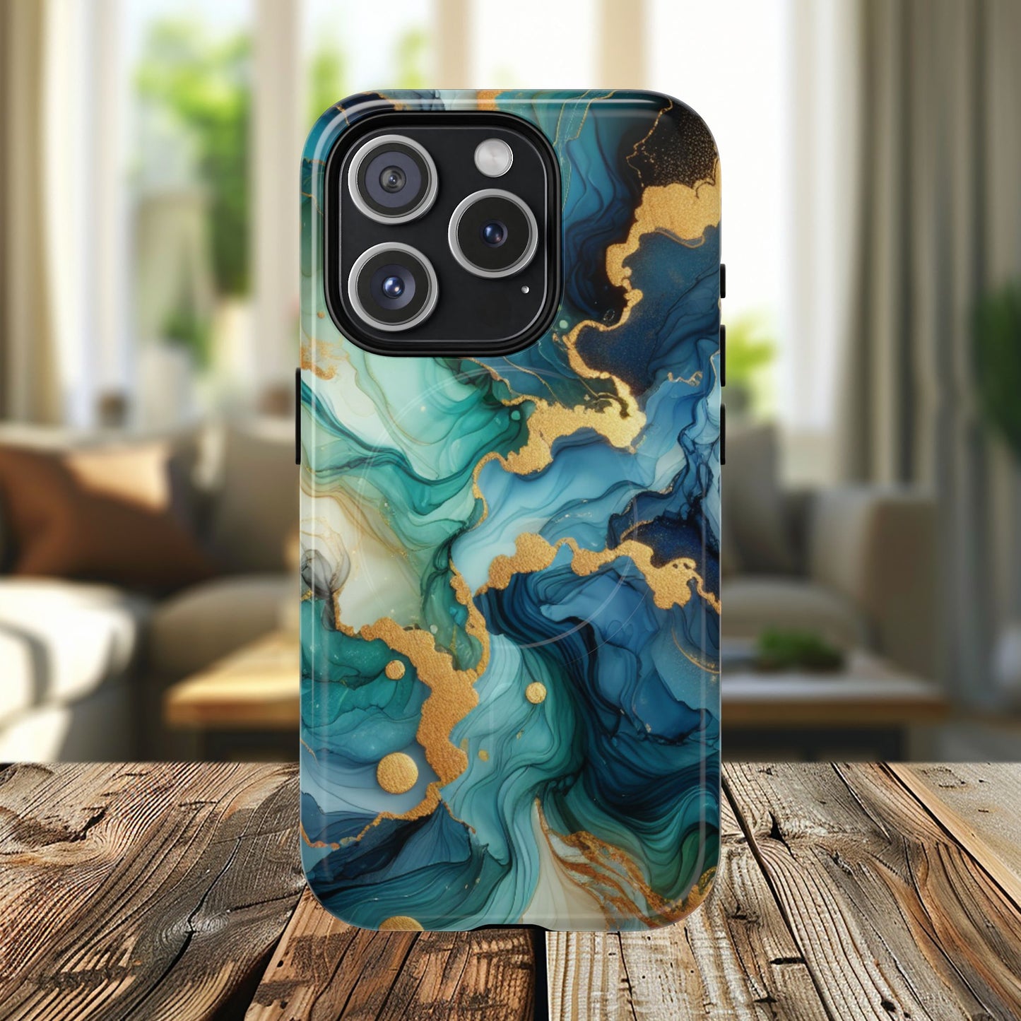 Ocean Quartz Luxe Marble Pattern Tough Magnetic iPhone Case, Phone Accessories, Luxury Gift, Durable iPhone Cover, Unique Design for iPhone Users.
